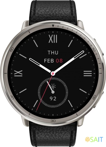 Смарт-часы Amazfit Active 2R A2437 Premium 43.9мм 1.32" AMOLED корп.серебристый рем.черный разм.брасл.:150-210мм (6970100377569)