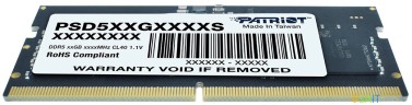 Память DDR5 32GB 4800MHz Patriot PSD532G48002S RTL PC5-38400 CL40 SO-DIMM 262-pin 1.1В dual rank Ret