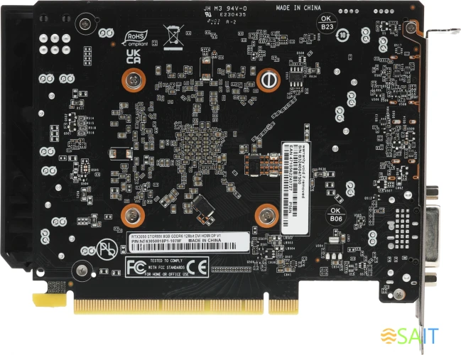 Видеокарта Palit PCI-E 4.0 PA-RTX3050 STORMX NVIDIA GeForce RTX 3050 8Gb 128bit GDDR6 1042/14000 DVIx1 HDMIx1 DPx1 HDCP Ret