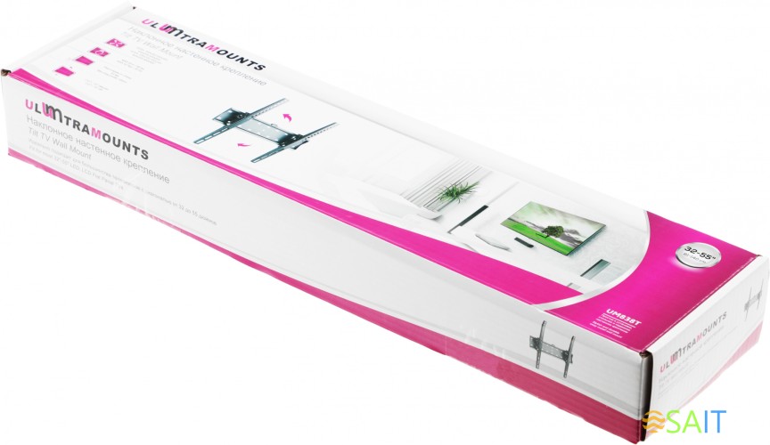 Кронштейн для телевизора Ultramounts UM838T черный 32"-55" макс.40кг настенный наклон