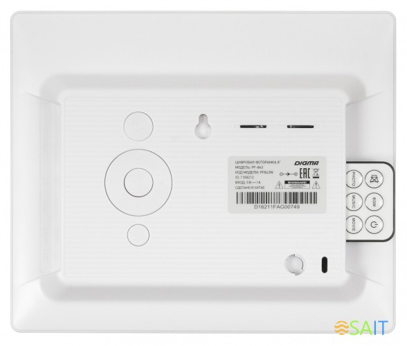 Фоторамка Digma 8" PF-843 IPS 1024x768 белый пластик ПДУ Видео