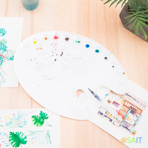 Палитра для смешивания красок Deli 68300 эллипс 400x290мм пластик