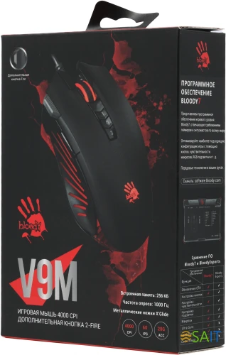 Мышь A4Tech Bloody V9M черный оптическая 6200dpi USB 9but