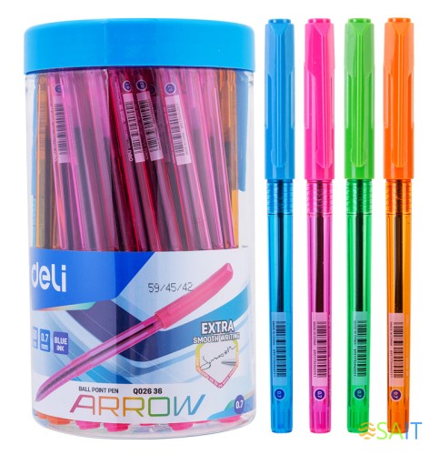 Ручка шариков. Deli Arrow EQ02636-1 прозрачный/ассорти d=0.7мм син. черн. (1шт) ассорти