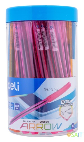 Ручка шариков. Deli Arrow EQ02636-1 прозрачный/ассорти d=0.7мм син. черн. (1шт) ассорти