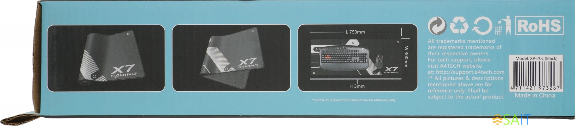 Коврик для мыши A4Tech X7 Pad XP-70L Большой черный/рисунок 750x300x3мм