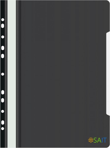 Папка-скоросшиватель Бюрократ PS-P20BLCK A4 прозрач.верх.лист боков.перф. пластик черный 0.12/0.16