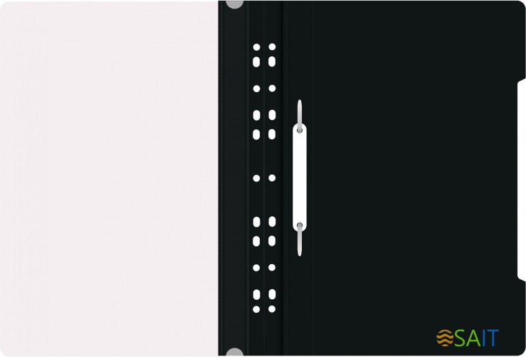 Папка-скоросшиватель Бюрократ PS-P20BLCK A4 прозрач.верх.лист боков.перф. пластик черный 0.12/0.16