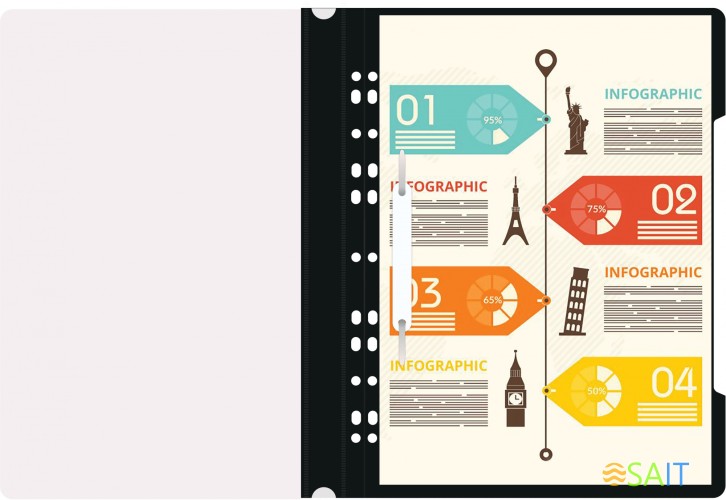 Папка-скоросшиватель Бюрократ PS-P20BLCK A4 прозрач.верх.лист боков.перф. пластик черный 0.12/0.16