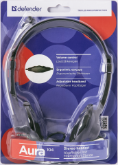 Defender Компьютерная гарнитура Aura 104 черный, кабель 1,8 м Defender Aura 104