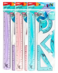 Набор для чертежей Deli EH23 корпус ассорти пластик в компл.:линейка 30см/прямоугольник/треугольник/транспортир