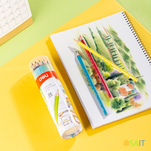 Карандаши цв. Deli EC112-12 Enovation трехгран. пластик 12цв. карт.тубус (12шт)