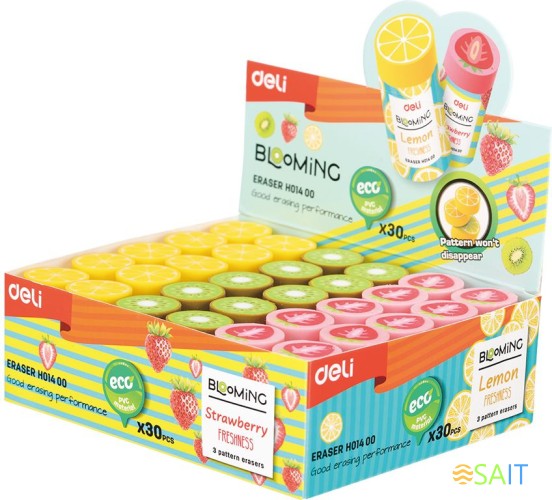 Ластик Deli EH01400 Blooming цилиндр 22x43мм ассорти