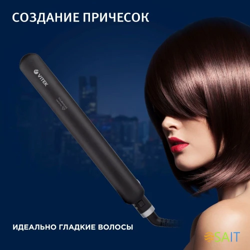 Выпрямитель Vitek 8288-VT 35Вт черный/красный макс.темп.:200С покрытие:керамико-турмалиновое (8288-VT-01)