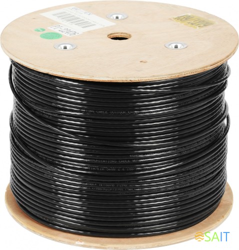 Кабель сетевой UTP 4 пары cat.5E solid 0.50мм CCA 305м черный outdoor