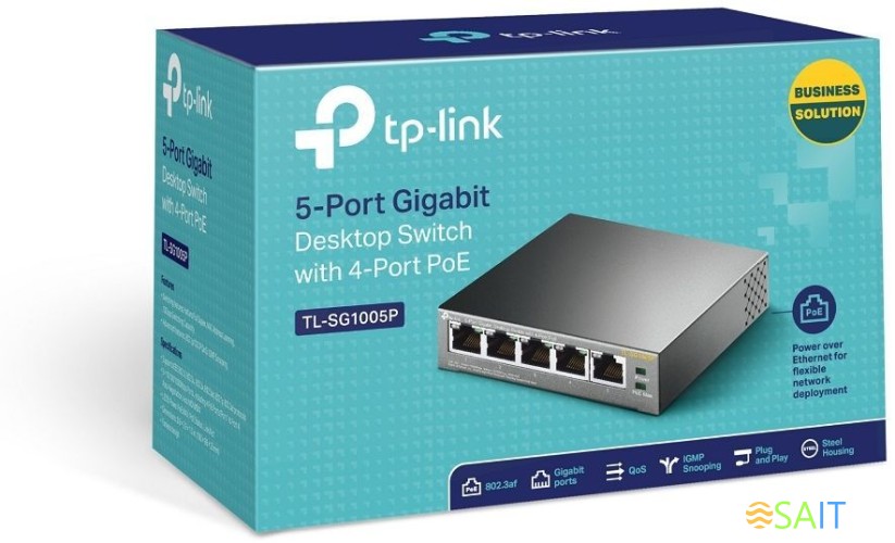 Коммутатор TP-Link TL-SG1005P (L2) 5x1Гбит/с 4PoE+ 65W неуправляемый