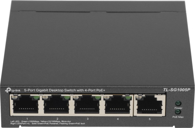 Коммутатор TP-Link TL-SG1005P (L2) 5x1Гбит/с 4PoE+ 65W неуправляемый