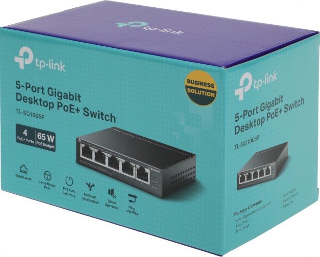 Коммутатор TP-Link TL-SG1005P (L2) 5x1Гбит/с 4PoE+ 65W неуправляемый