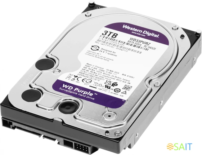 Жесткий диск WD SATA-III 3TB WD33PURZ Surveillance Purple (5400rpm) 256Mb 3.5"