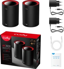Бесшовный Mesh роутер Cudy M3000 (M3000(2-PACK)) AX3000 100/1000/2500BASE-T черный (упак.:2шт)