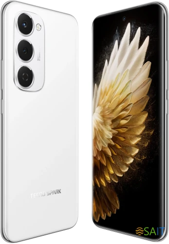 Смартфон Tecno Spark 40 Pro+ 256Gb 8Gb белый моноблок 3G 4G 2Sim 6.78" 1224x2720 Android 15 50Mpix 802.11 a/b/g/n/ac/ax NFC GPS GSM900/1800 Protect FM