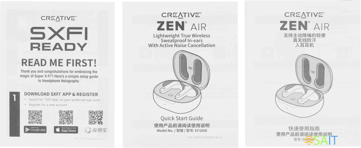 Гарнитура внутриканальные Creative Zen Air белый беспроводные bluetooth в ушной раковине (51EF1050AA000)
