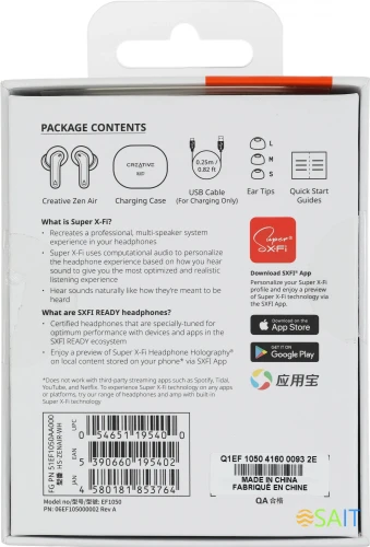 Гарнитура внутриканальные Creative Zen Air белый беспроводные bluetooth в ушной раковине (51EF1050AA000)