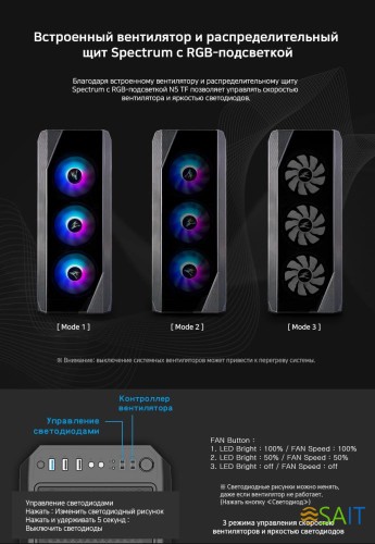 Корпус Zalman N5 TF черный без БП ATX 5x120mm 2xUSB2.0 1xUSB3.0 audio bott PSU