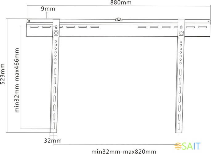 Кронштейн для телевизора Ultramounts UM817F черный 32"-70" макс.65кг настенный фиксированный