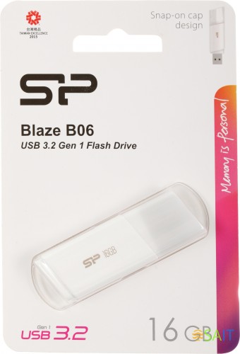 Флеш Диск Silicon Power 16Gb Blaze B06 SP016GBUF3B06V1W USB3.1 белый