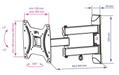 Кронштейн для телевизора Kromax DIX-22 черный 15"-48" макс.35кг настенный поворотно-выдвижной и наклонный
