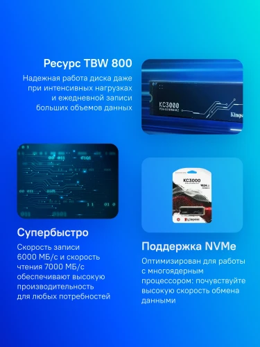 Накопитель SSD Kingston PCIe 4.0 x4 1TB SKC3000S/1024G KC3000 M.2 2280