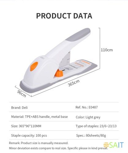 Степлер мощный Deli E0487 23/6 23/8 23/10 23/13 (80листов) ассорти/белый 100скоб коробка