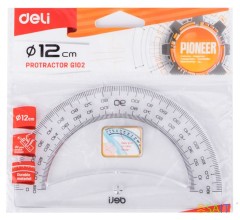 Транспортир Deli Pioneer EG10212 пластик дл.12см прозрачный градуировка УФ чернила европодвес