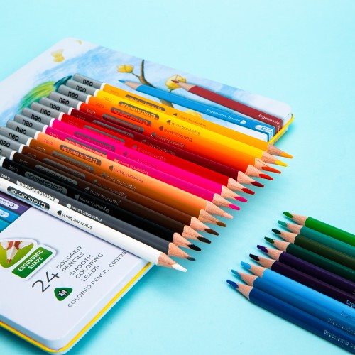 Карандаши цв. Deli EC00225 Color Emotion трехгран. липа 24цв. мет.кор. (24шт)