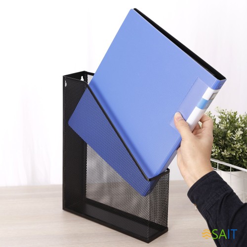 Лоток вертикальный Deli E9186 для бумаг 250х73х316мм черный металл сетка