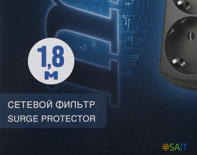 Сетевой фильтр Pilot m-MAX 1.8м (4 розетки) серый (коробка)