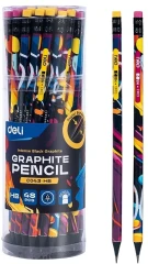 Карандаш ч/г Deli EC043-HB 2.2мм HB кругл. липа ассорти Paint Texture ластик