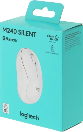 Мышь Logitech M240 белый оптическая 4000dpi silent беспров. BT для ноутбука 2but (910-007123)