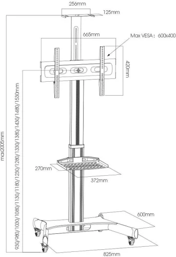 Подставка для телевизора Arm Media PT-STAND-11 черный 32"-65" макс.40кг напольный фиксированный