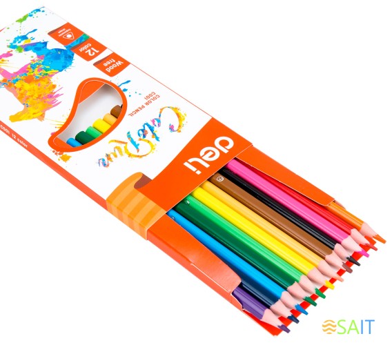 Карандаши цв. Deli EC00100 ColoRun трехгран. пластик 12цв. коробка/европод. (12шт)