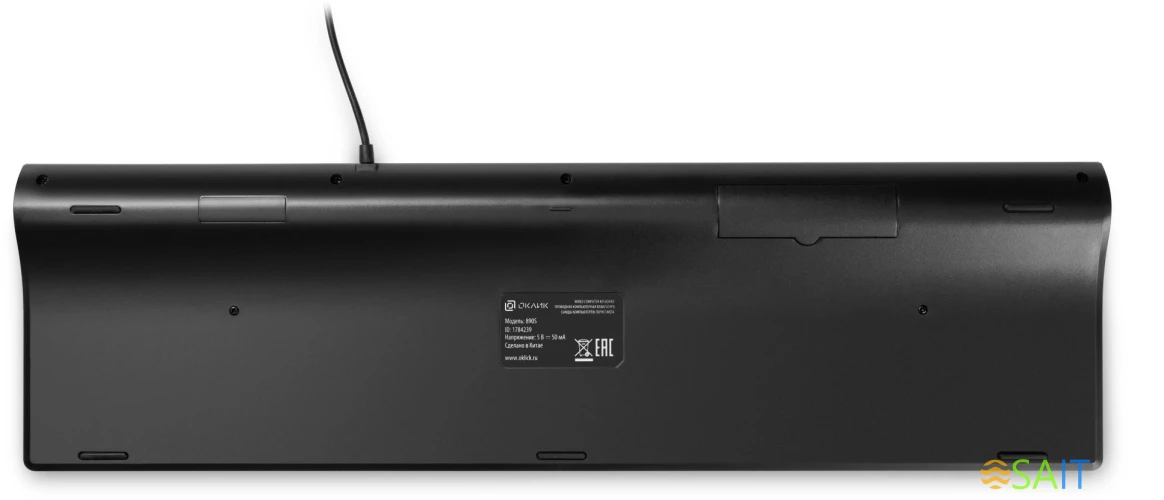 Клавиатура Оклик 890S серый/черный USB slim Multimedia (1784239)