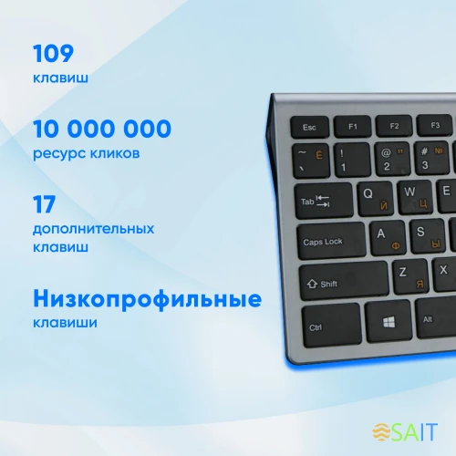 Клавиатура Оклик 890S серый/черный USB slim Multimedia (1784239)