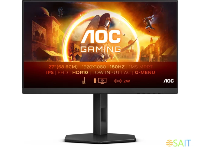 Монитор AOC 27" 27G4X черный IPS LED 0.5ms 16:9 HDMI M/M матовая HAS Piv 300cd 178гр/178гр 1920x1080 180Hz DP FHD 5.41кг