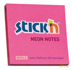 Блок самоклеящийся бумажный Stick`n 21165 76x76мм 100лист. 70г/м2 неон малиновый