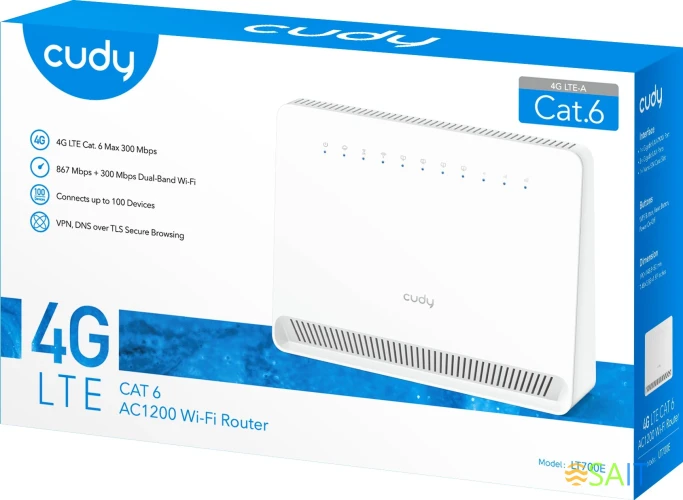 Роутер беспроводной Cudy LT700E AC1200 10/100BASE-TX/4G cat.6 белый