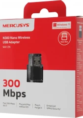 Сетевой адаптер Wi-Fi Mercusys MA12N N300 USB 2.0 (ант.внутр.) 1ант.