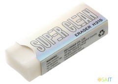 Ластик Deli EH315 Super Clean 54х20х10мм ПВХ белый индивидуальная картонная упаковка