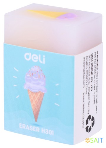 Ластик Deli EH301 прямоугольный 38х25х17мм ассорти индивидуальная картонная упаковка