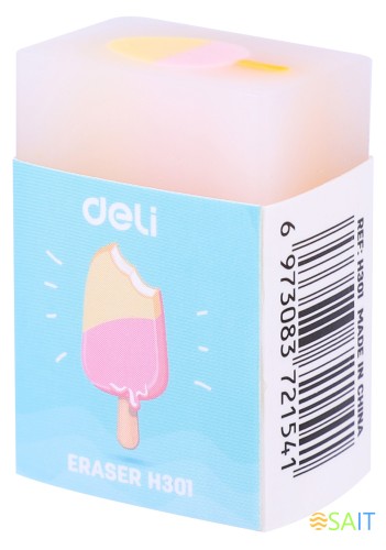 Ластик Deli EH301 прямоугольный 38х25х17мм ассорти индивидуальная картонная упаковка